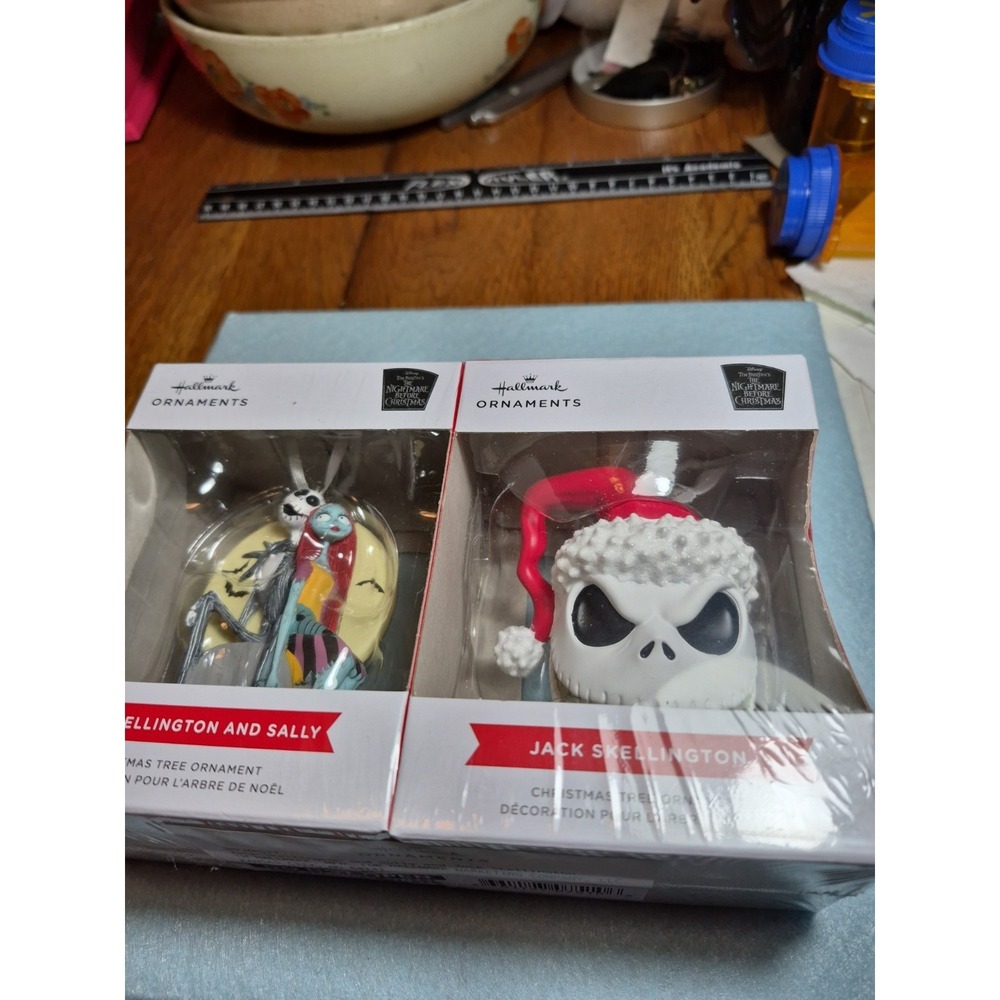 Lot Of 2 Hallmark Ornaments From Nightmare Before Christmas Jack & Sally Sealed